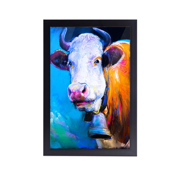 Cow Modern Acrylic Art Print with Black Frame