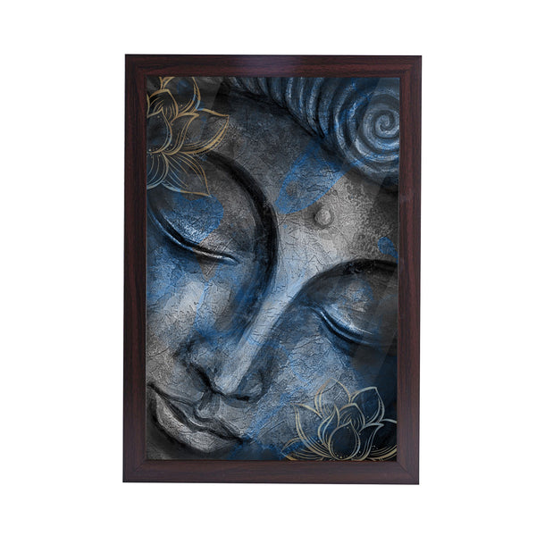 Budhha Flower Acrylic Art Print with Brown Frame