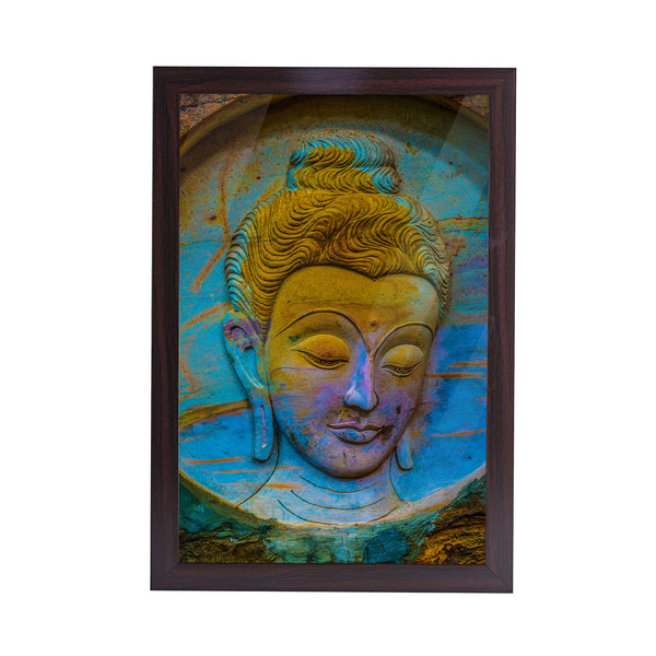 Gautam Budhha Acrylic Art Print with Brown Frame
