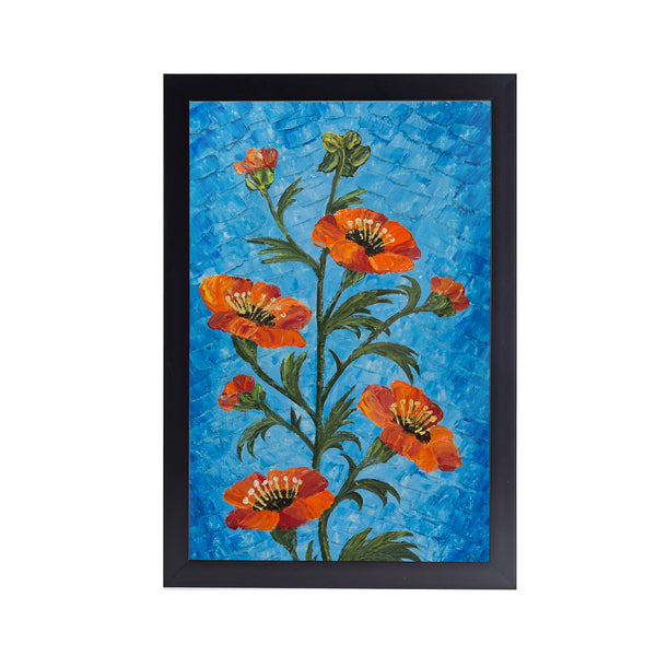 Red Poppy Flowers Acrylic Art Print with Black Frame