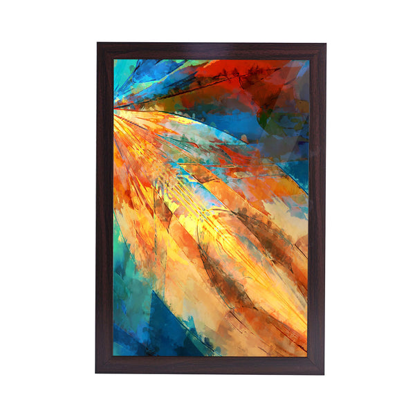 Line Pattren Acrylic Art Print with Brown Frame