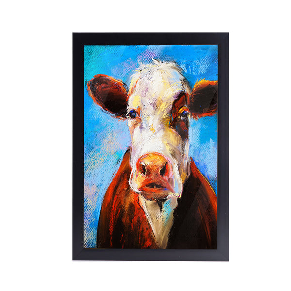 Baby Cow Abstract Acrylic Art Print with Black Frame