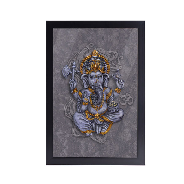 Lord GaneshJi Acrylic Art Print with Black Frame