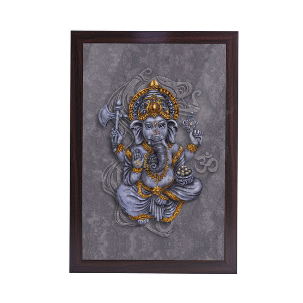 Lord GaneshJi Acrylic Art Print with Brown Frame