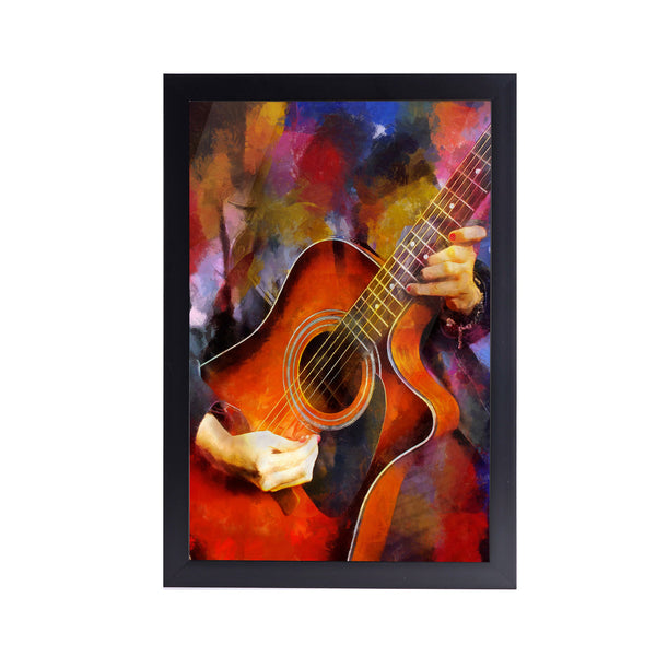 Rock Guitar Abstract Acrylic Art Print with Black Frame