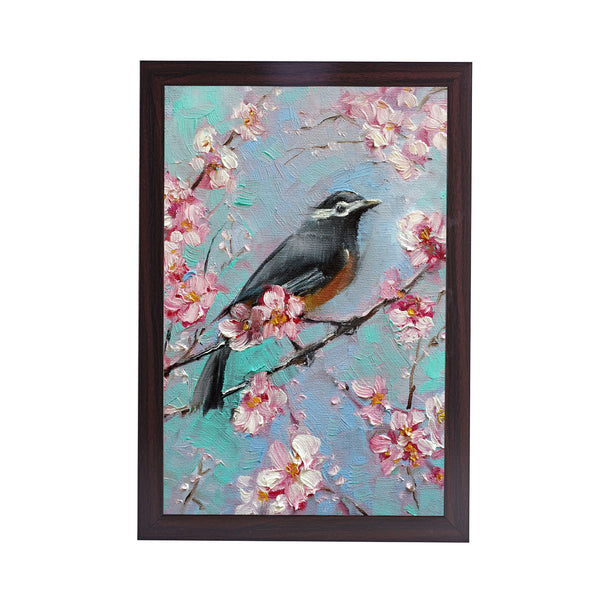 Oil Painting Heaven Bird Acrylic Art Print with Brown Frame