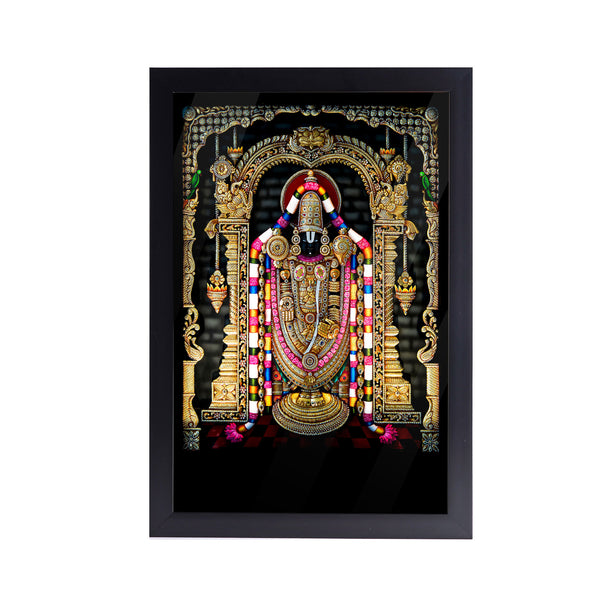 Tirupati Balaji Mural Acrylic Art Print with Black Frame