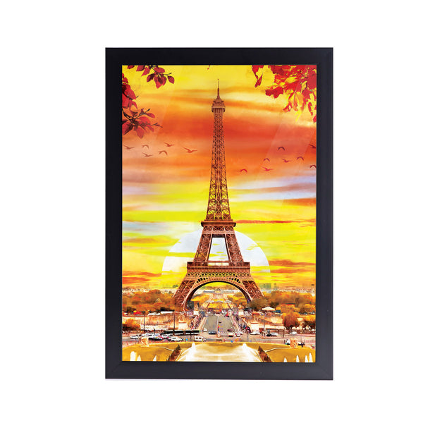 Oil Painting of Eiffel Tower Acrylic Art Print with Black Frame
