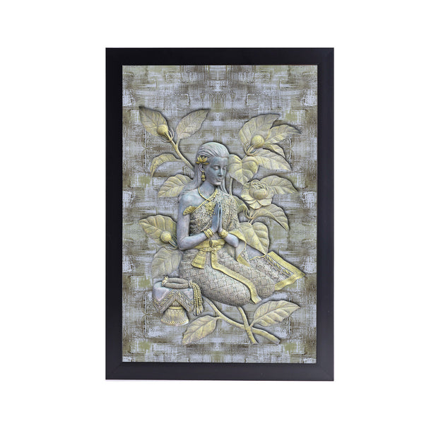 Praying Lady Acrylic Art Print with Black Frame