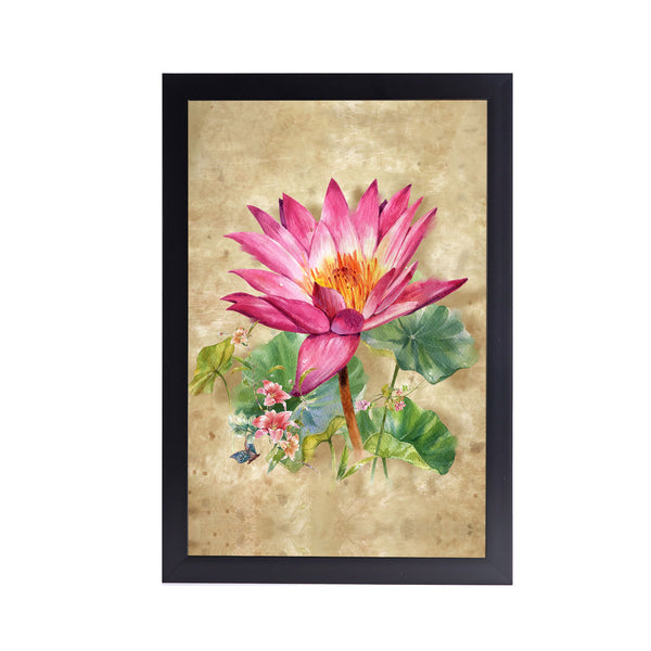 Colorful Lotus Acrylic Art Print with Black Frame