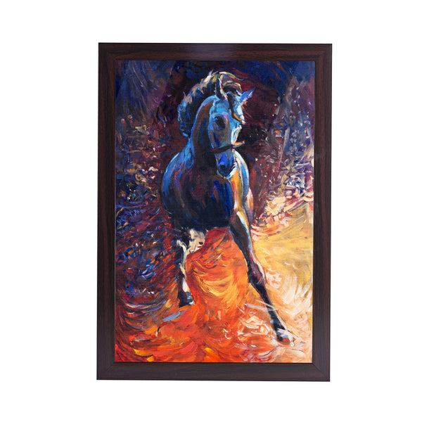 Modern Horse Acrylic Art Print with Brown Frame