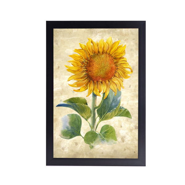 Vintage style Sunflower Acrylic Art Print with Black Frame