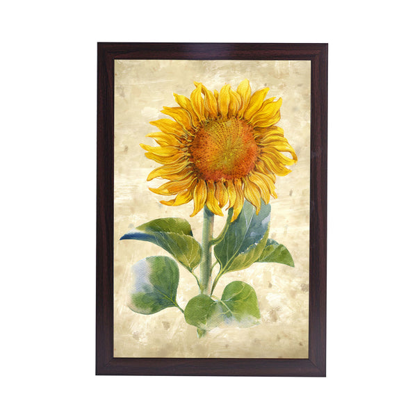 Vintage style Sunflower Acrylic Art Print with Brown Frame