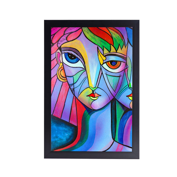 Gentleman Cubism Acrylic Art Print with Black Frame