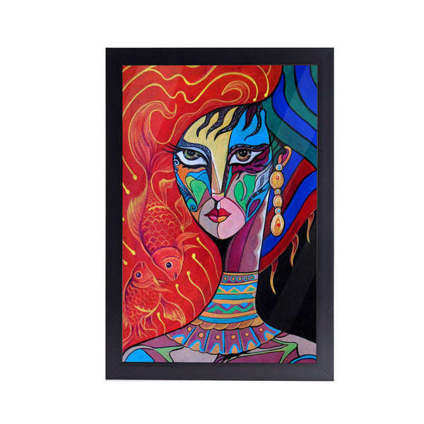 The Chameleon Girl Acrylic Art Print with Black Frame