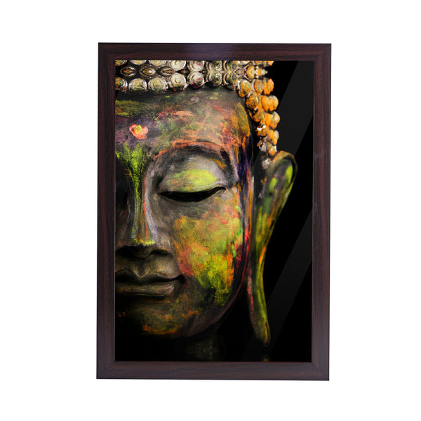 Buddha Spiritual Acrylic Art Print with Brown Frame