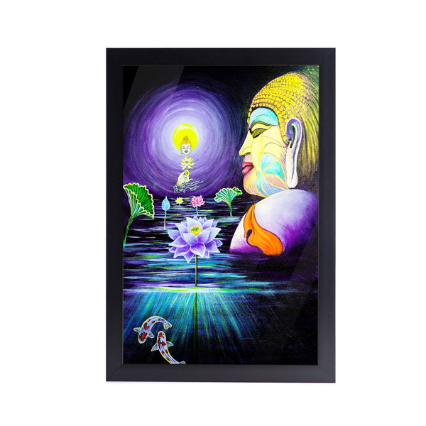 Mahavir Budh Sketch Acrylic Art Print with Black Frame