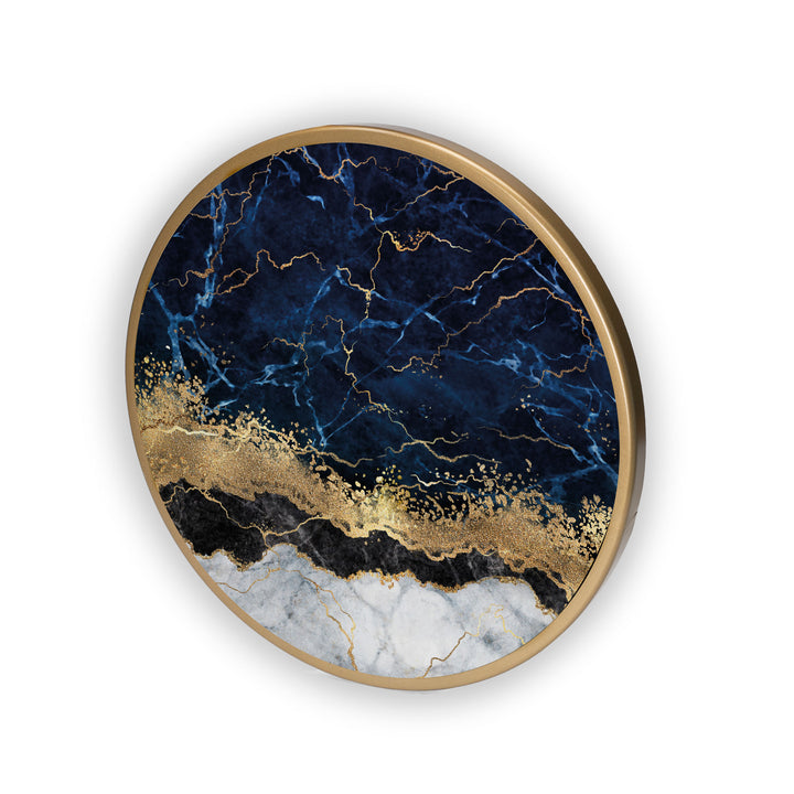 Gold Seascape Pattern Acrylic Art Print with Gold Color Metal Ring