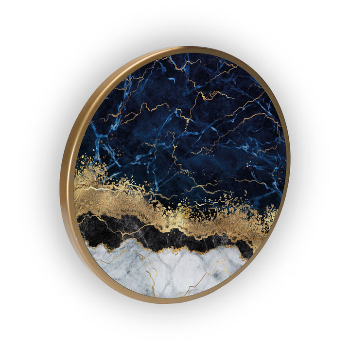 Gold Seascape Pattern Acrylic Art Print with Gold Color Metal Ring