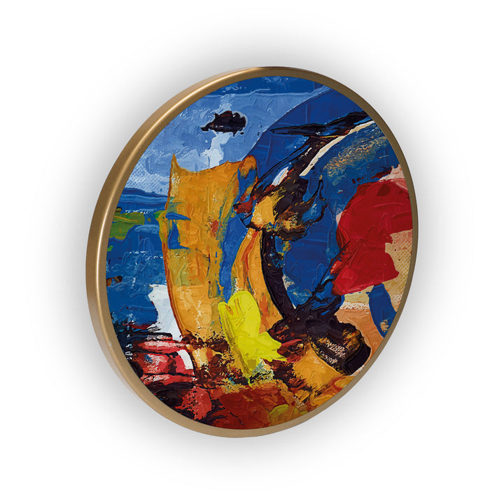 Multi Coloured Art Acrylic Art Print with Gold Color Metal Ring